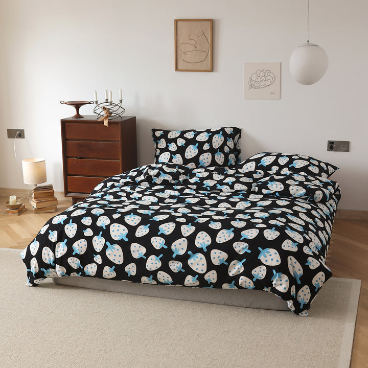 Cartoon Bear Print Duvet Cover and Pillowcase Set