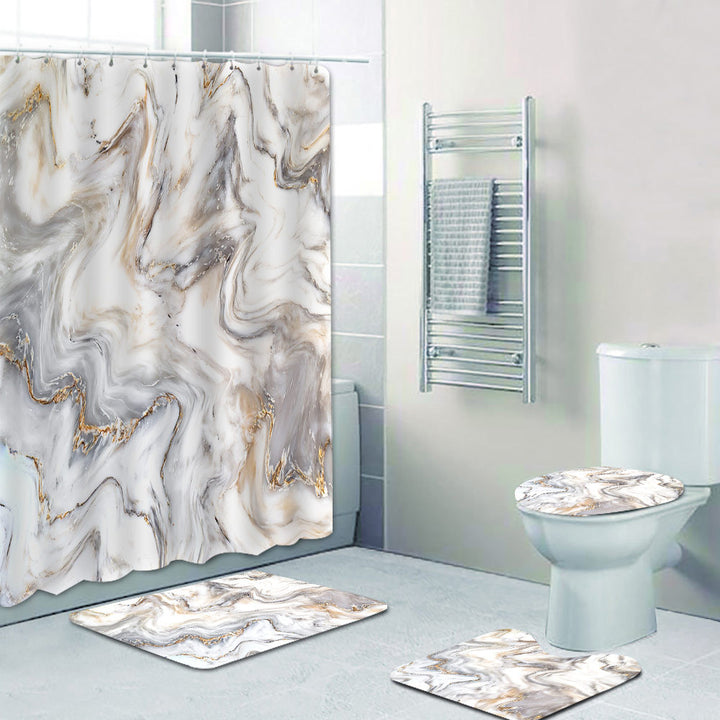 Elegant Marble-Patterned Shower Curtain Stornfield