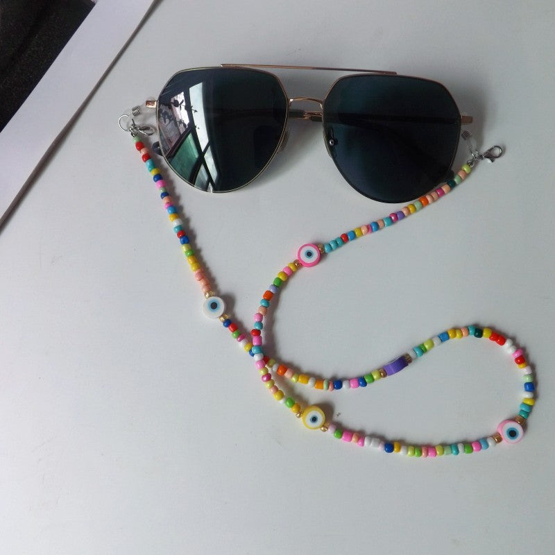 Colorful glasses holder chain with eye motifs Stornfield