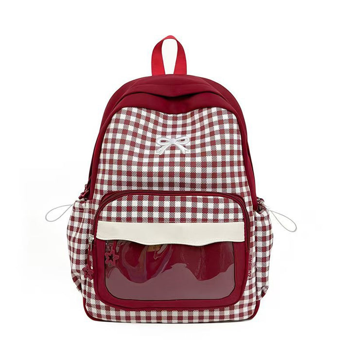 Backpack in Modern Check Pattern with Transparent Viewing Window Stornfield