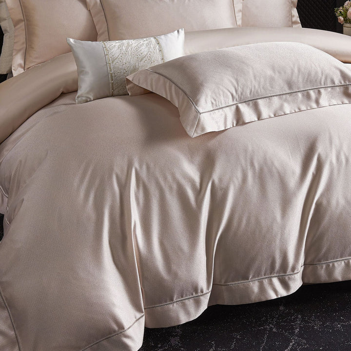 Satin-Feel Sateen Duvet Cover Set with Lace-Panel Lumbar Pillow