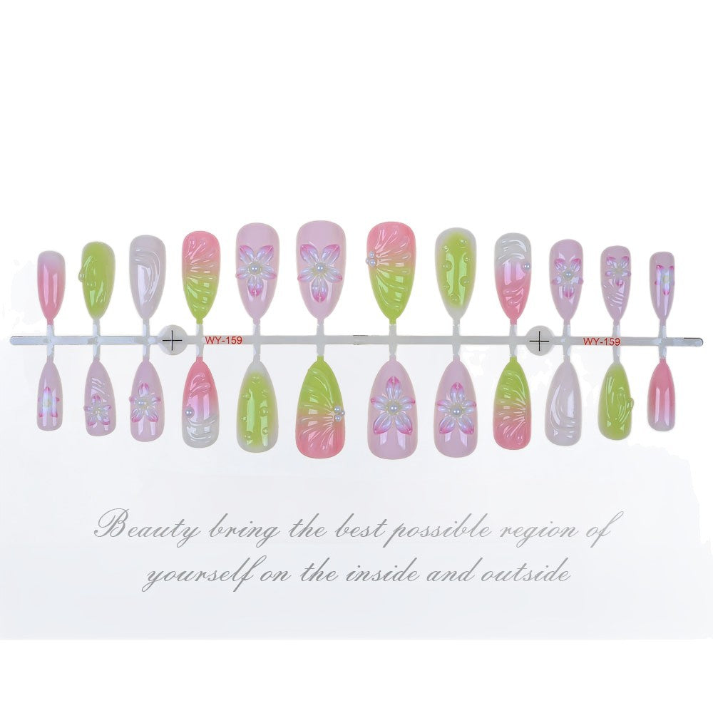 Decorative Floral Artisan Press-On Nails Stornfield