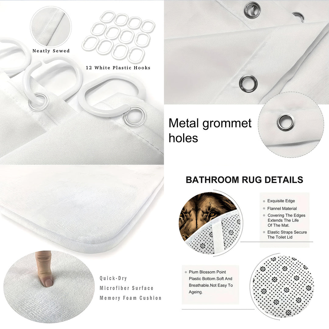 Digital Lion Themed Bathroom Set Stornfield