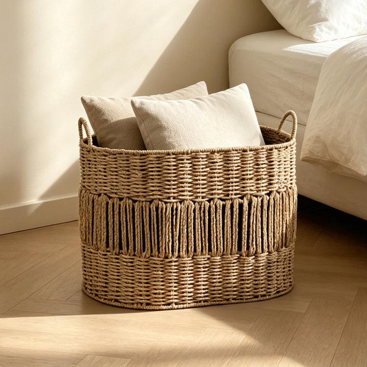 Storage basket with elegant fringe design Stornfield