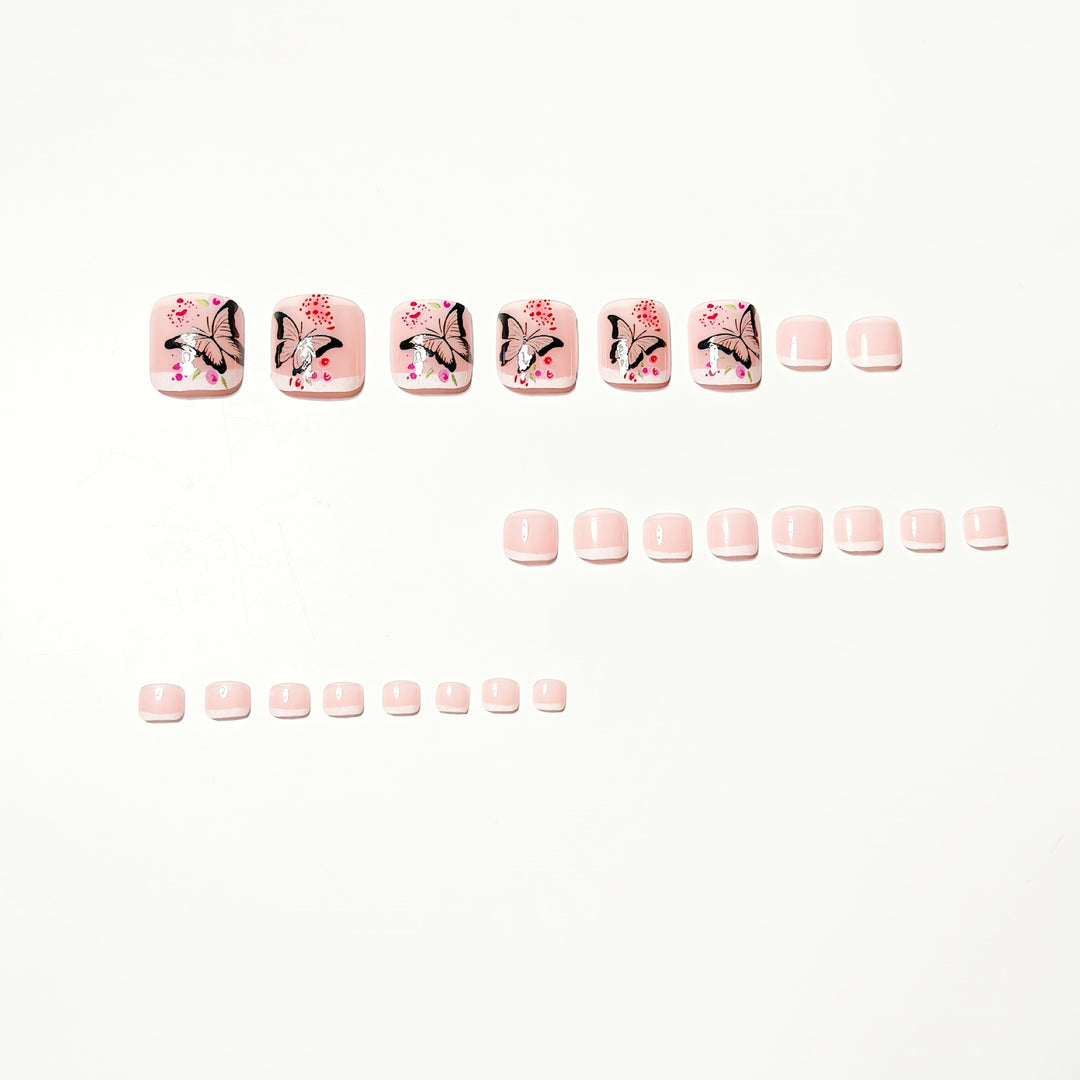 Artificial nails with elegant butterfly and flower design Stornfield
