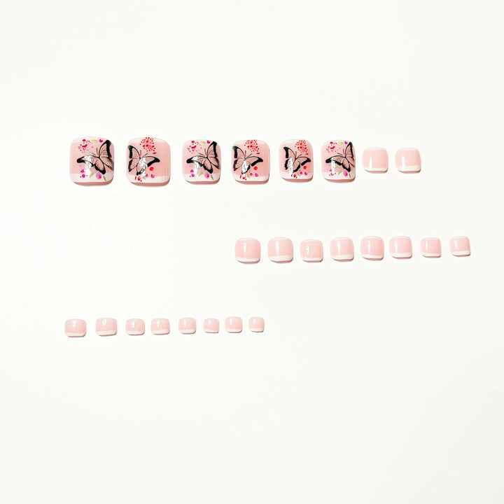 Artificial nails with elegant butterfly and flower design Stornfield