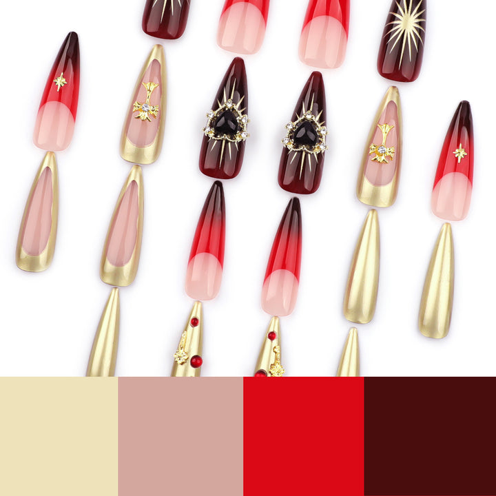 Artful Nail Extensions with Luxurious Decorations Stornfield