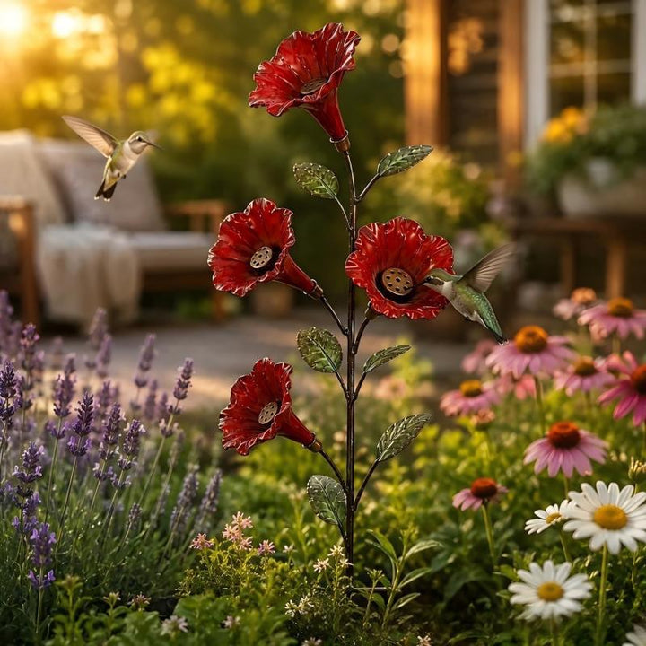 Stabiles garden decor bundle with flowers and hummingbird Stornfield