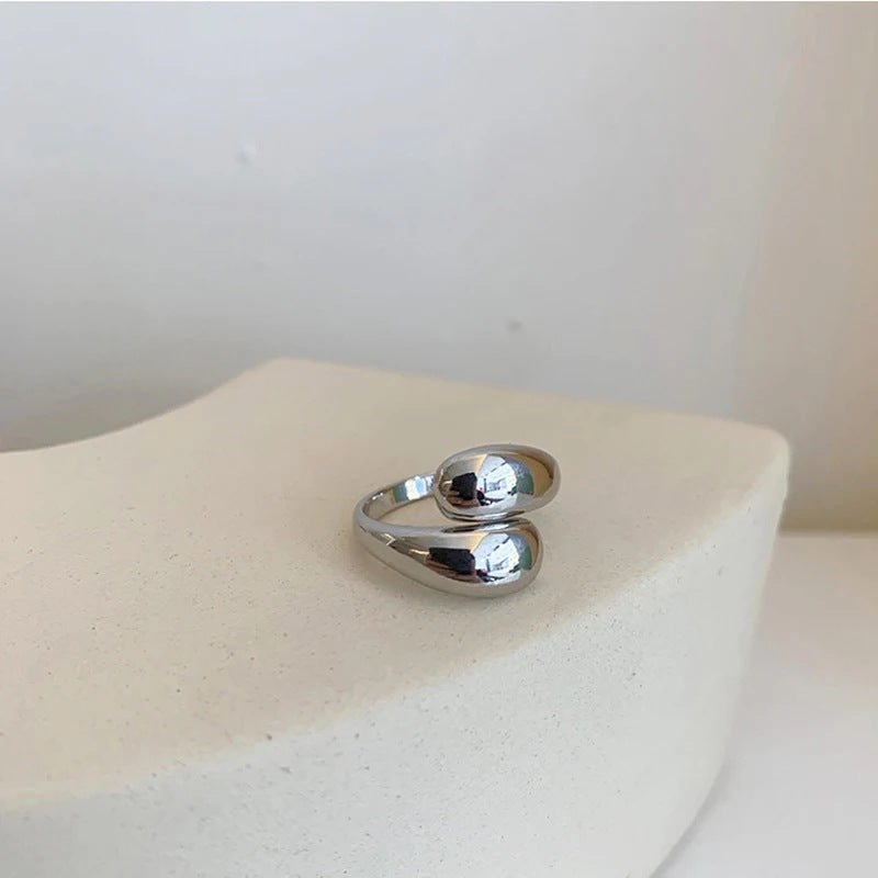 Modern double ring made of stainless steel Stornfield