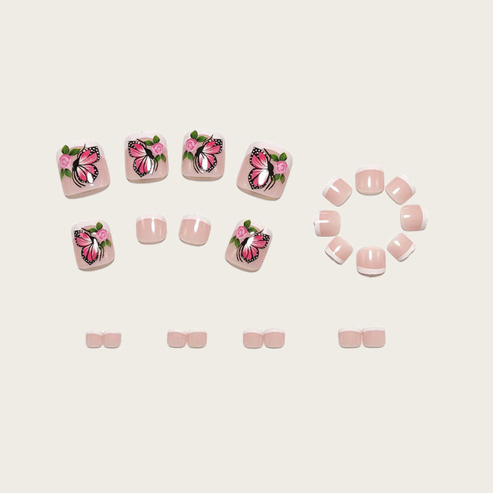 Artistic toenails with butterfly and rose designs Stornfield