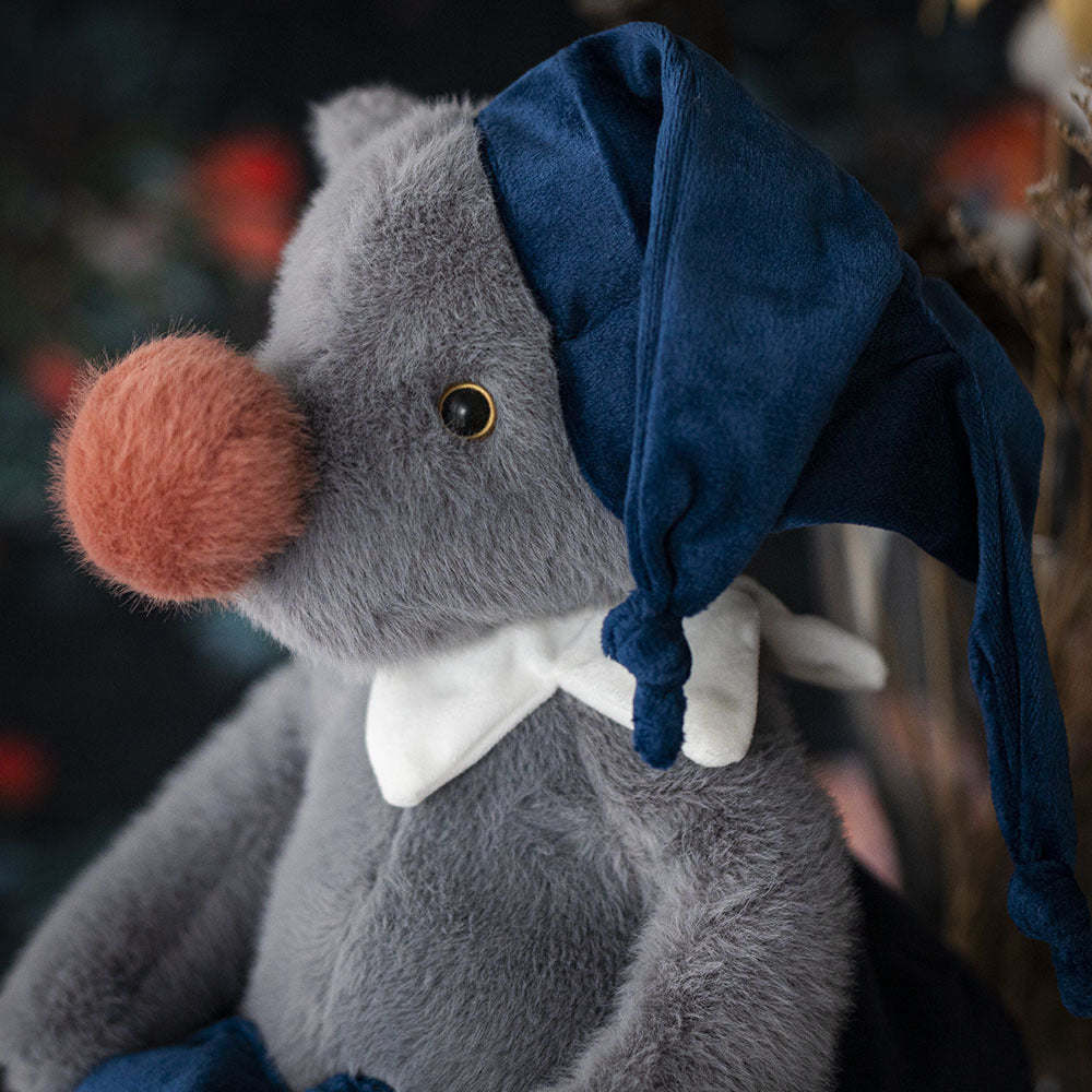 Plush Comforter Soft Stuffed Toy with Velvet Nightcap and Pom-Pom Nose