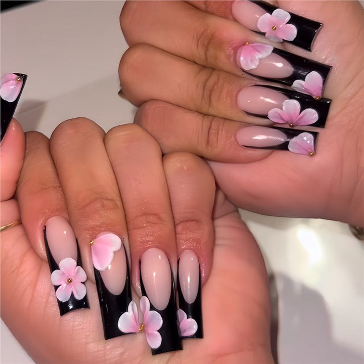 Floral-Embellished Long Press-On Nails Stornfield