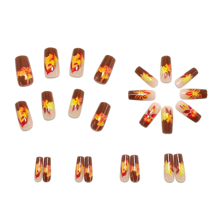 Artificial nails with autumn floral and leaf design Stornfield