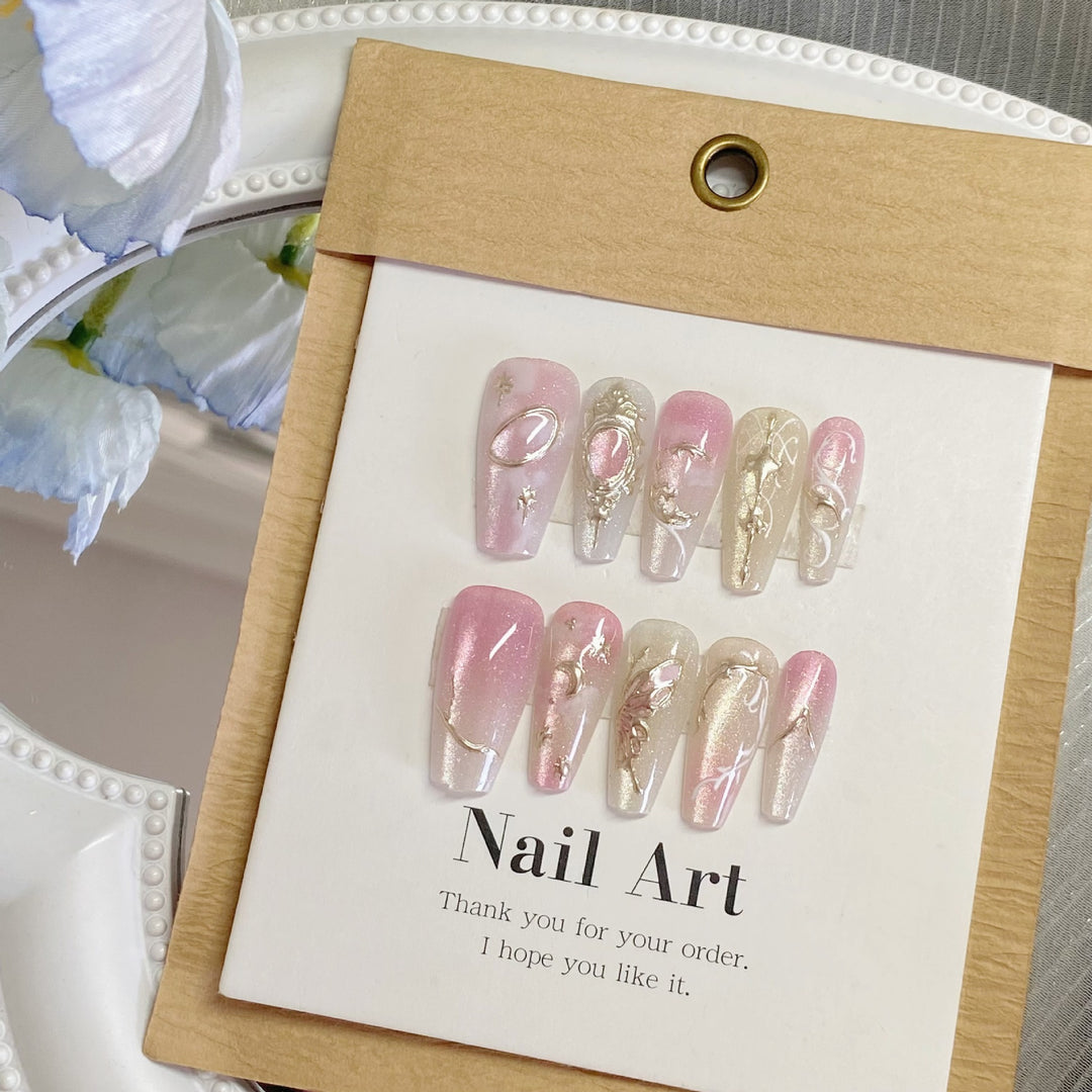 Artistic Gem-Embellished Press-On Nail Set