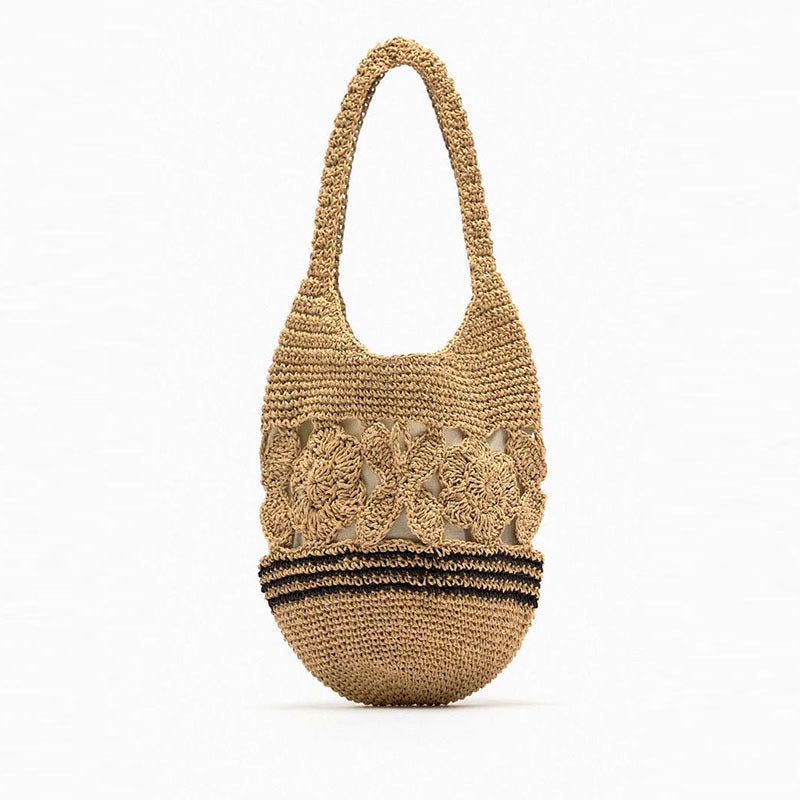 Crocheted Shoulder Bag with Floral Design Stornfield