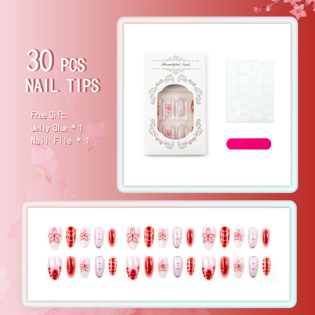 Artificial nails with floral accents and modern patterns Stornfield