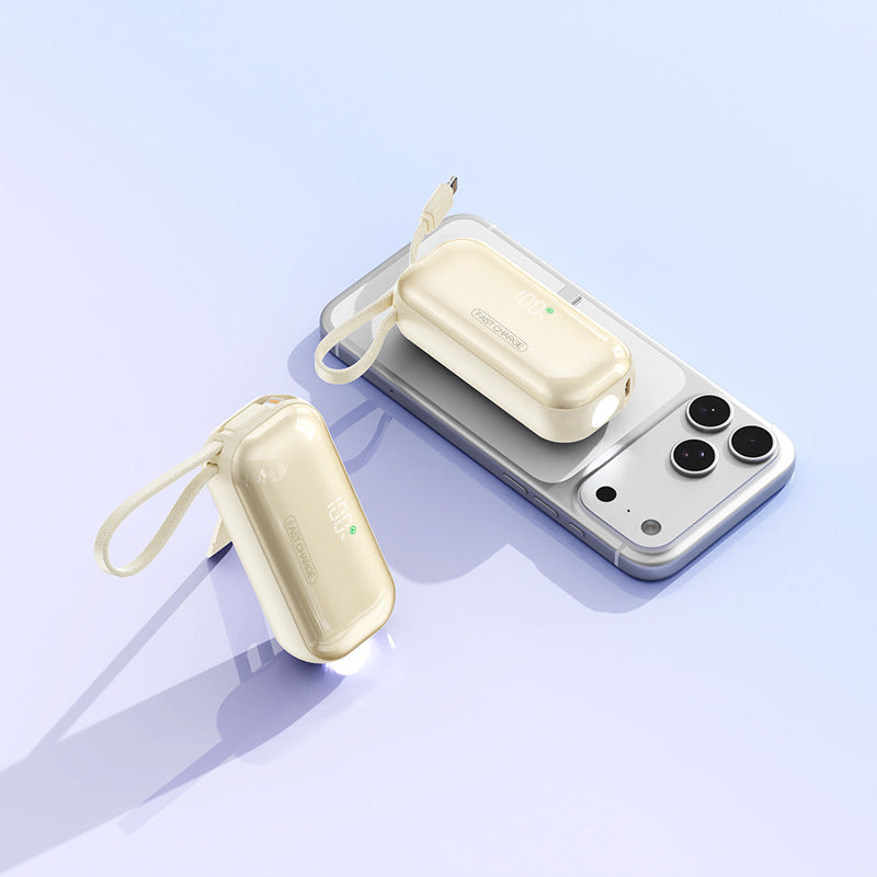 Portable power bank with integrated charging cable and LED charging status display Stornfield