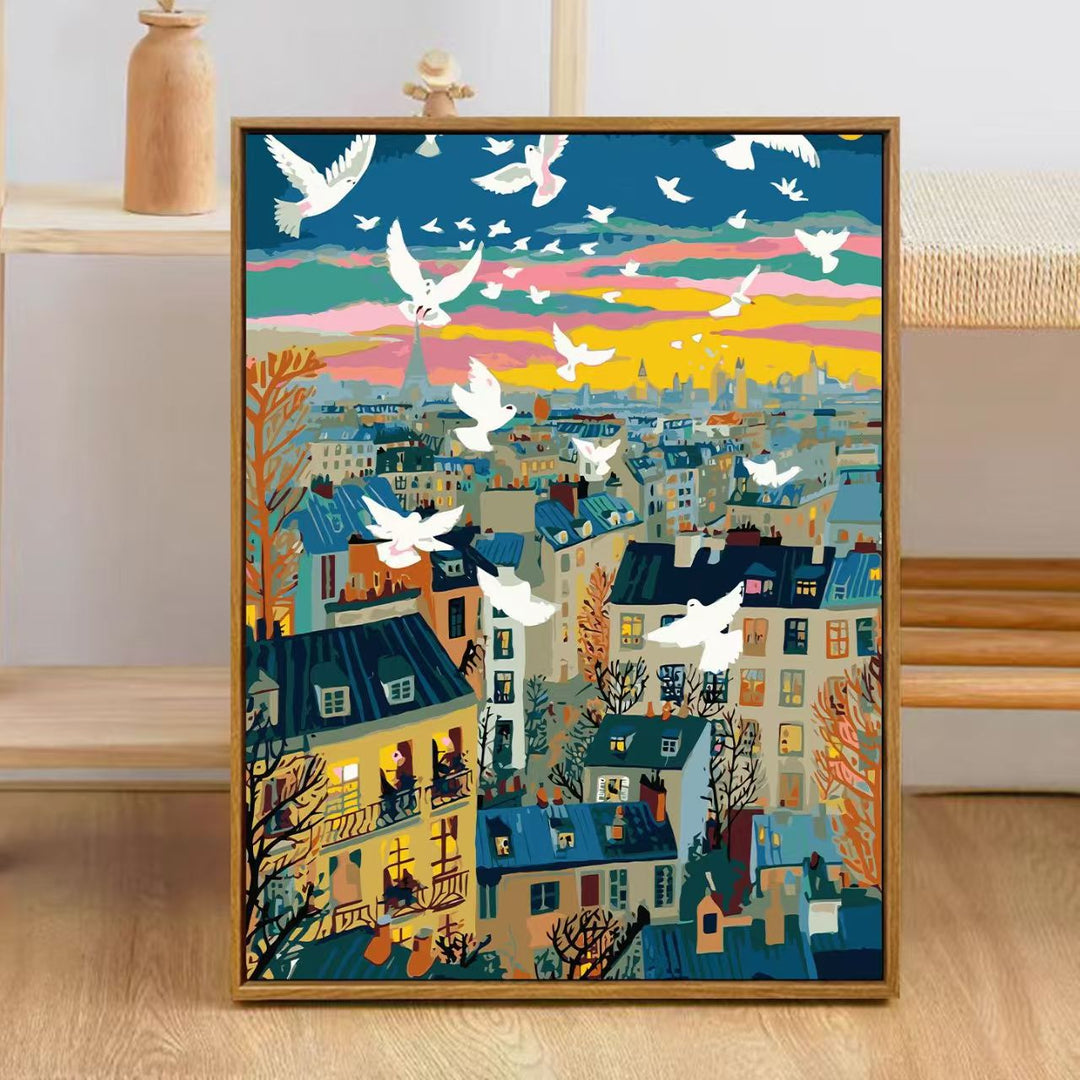 Colorful City Skyline Art Print Stornfield