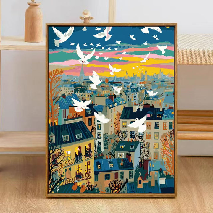 Colorful City Skyline Art Print Stornfield