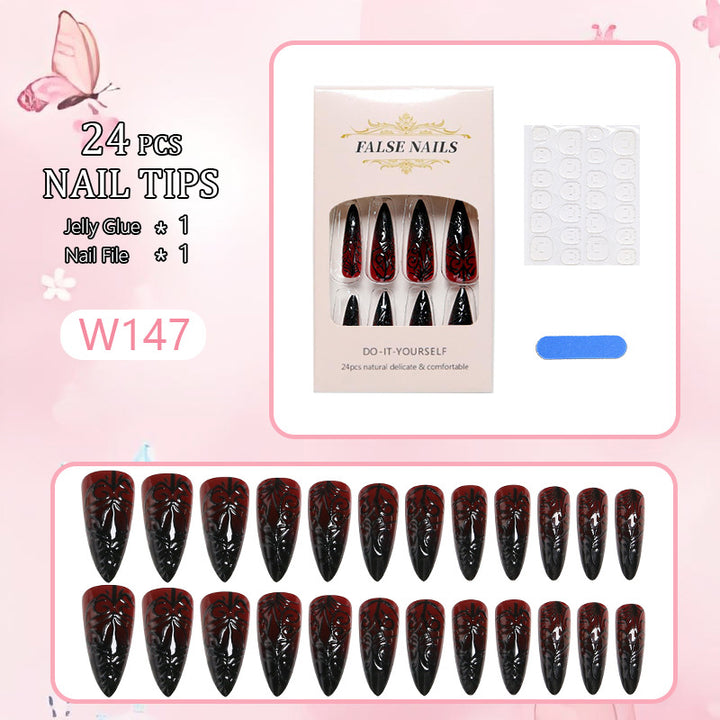 Artificial Nail Set with Elegant Floral Design Stornfield