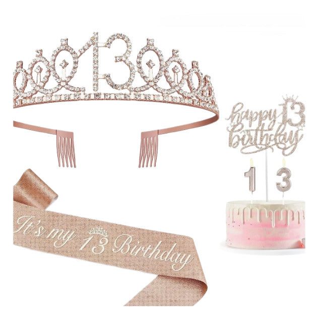 Ladies Glittering 18th Birthday Crown with Festive Sash Stornfield