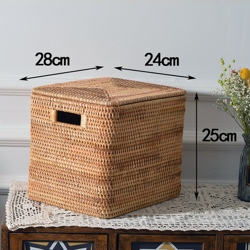 Women rectangular rattan storage basket Stornfield