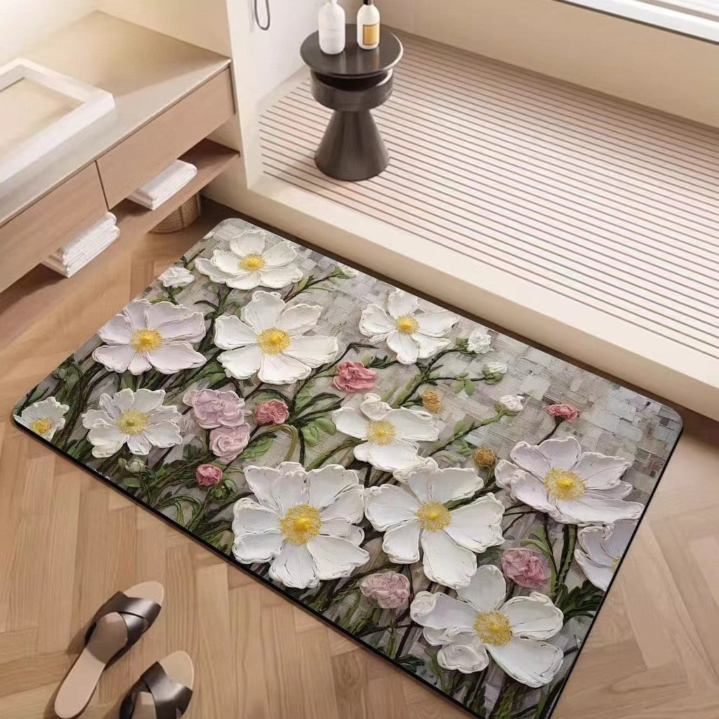 Luxury Textured Floral Bath Mat Stornfield