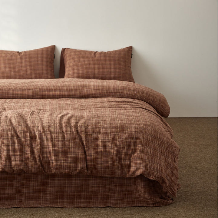 Stonewashed Linen-Blend Duvet Cover Set with Deep-Pocket Skirt & Envelope Shams
