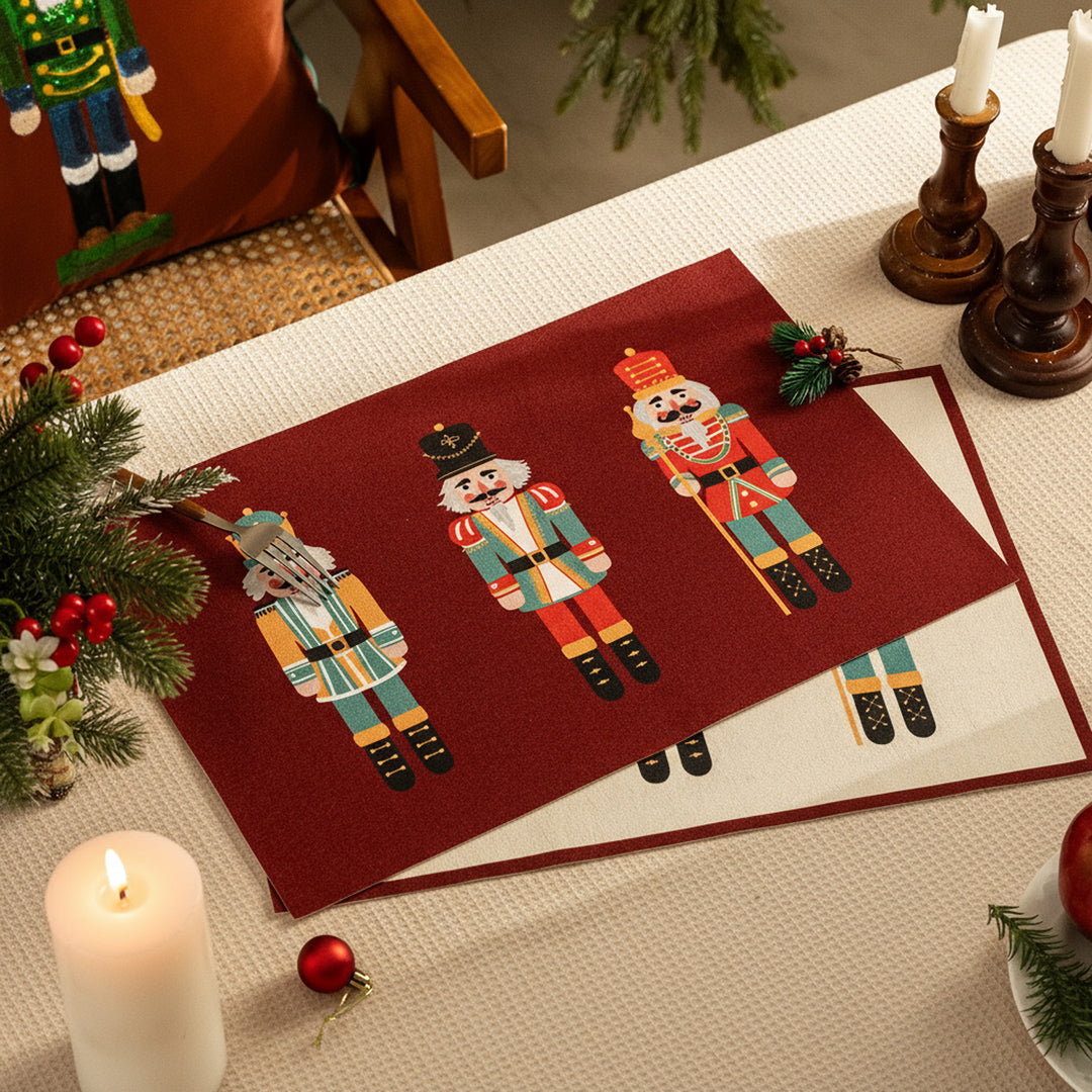 Decorative door mat with nutcracker motif and durable structure Stornfield