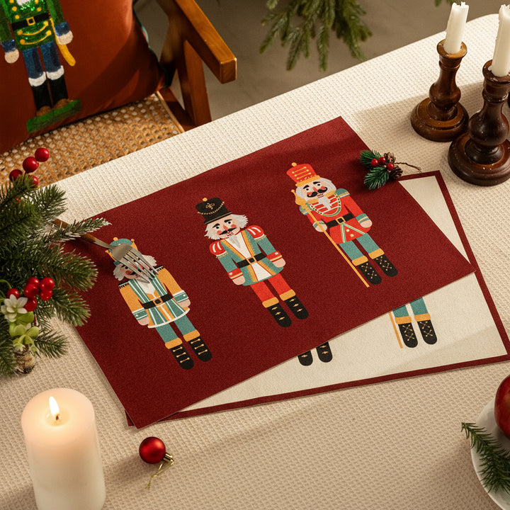 Decorative door mat with nutcracker motif and durable structure Stornfield