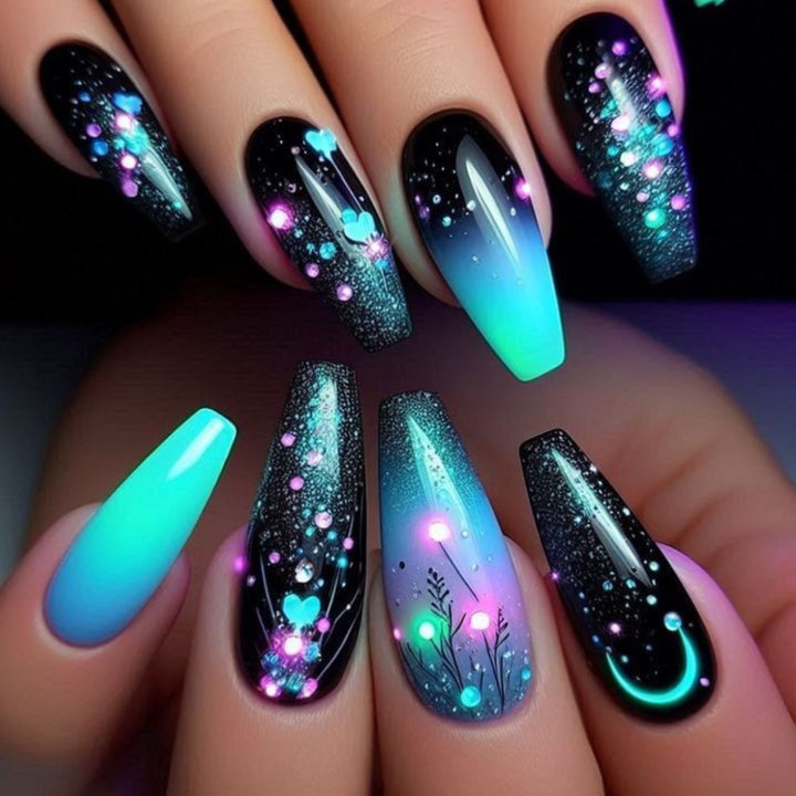 Glamorous Neon Glitter Nail Art Extensions Stornfield