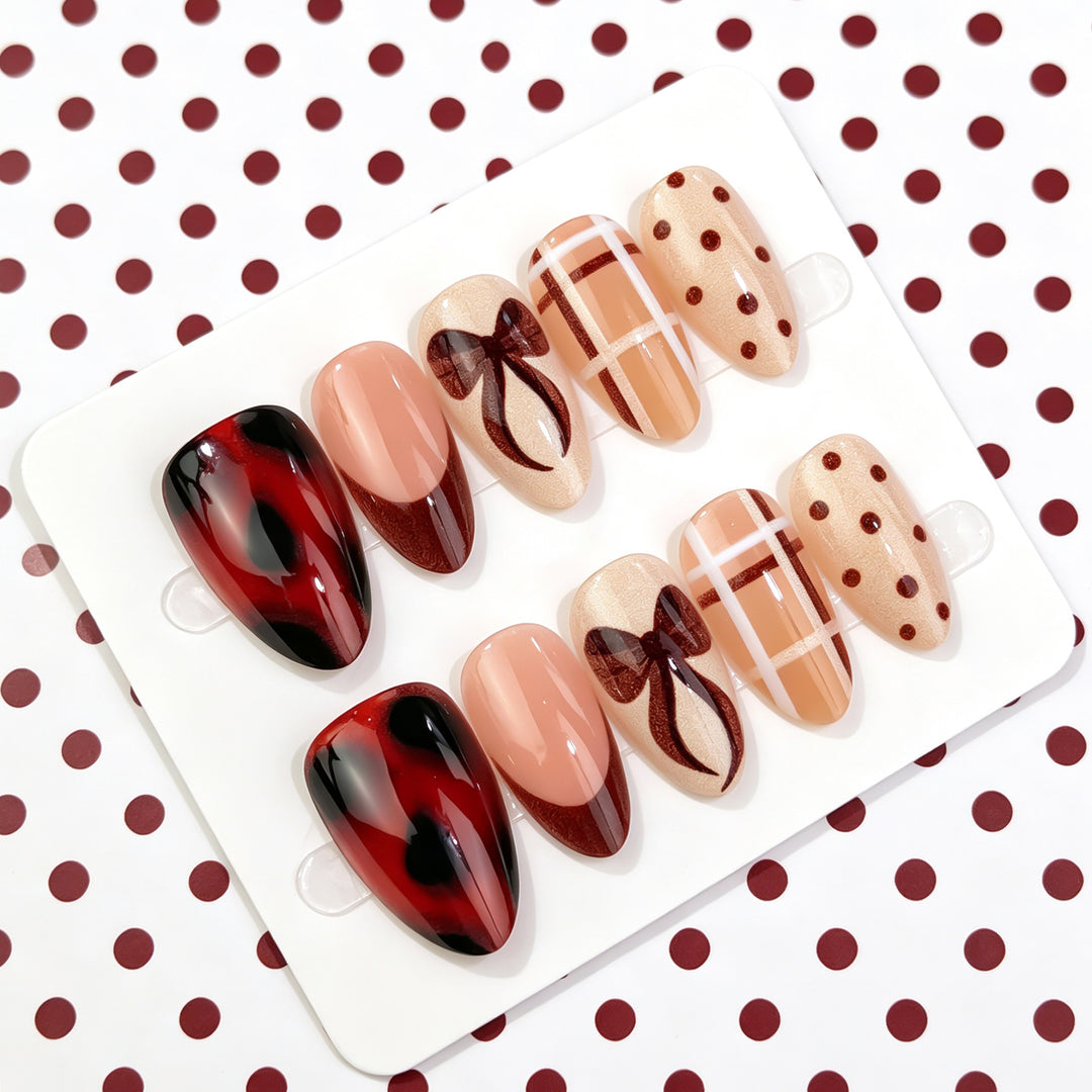 Artistic Chocolate-Inspired Press-On Nail Art Set Stornfield