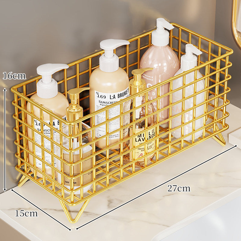 Square Chrome Wire Countertop Bathroom Bottle Organizer with Raised Feet