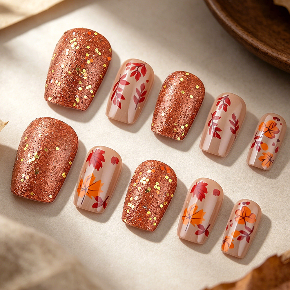 Decorative Autumn-Themed Press-On Nails Stornfield