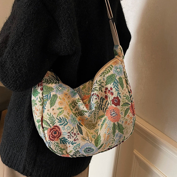 Floral Patterned Canvas Shoulder Bag
