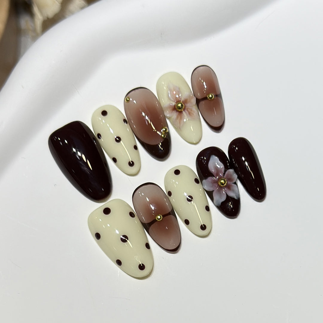 Elegant Floral Stiletto Nail Art Set Stornfield