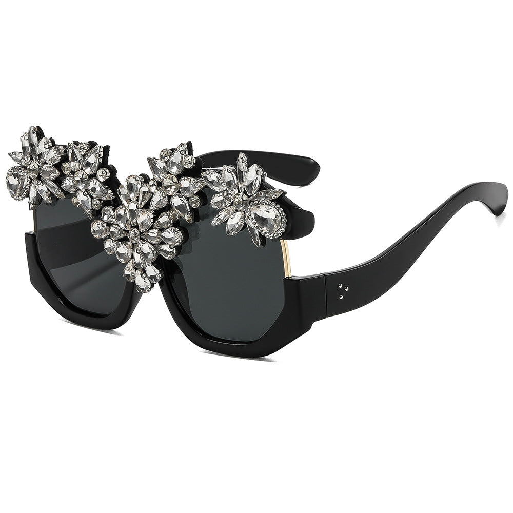 Women Glamorous Sunglasses with Sparkling Crystal Flowers Stornfield