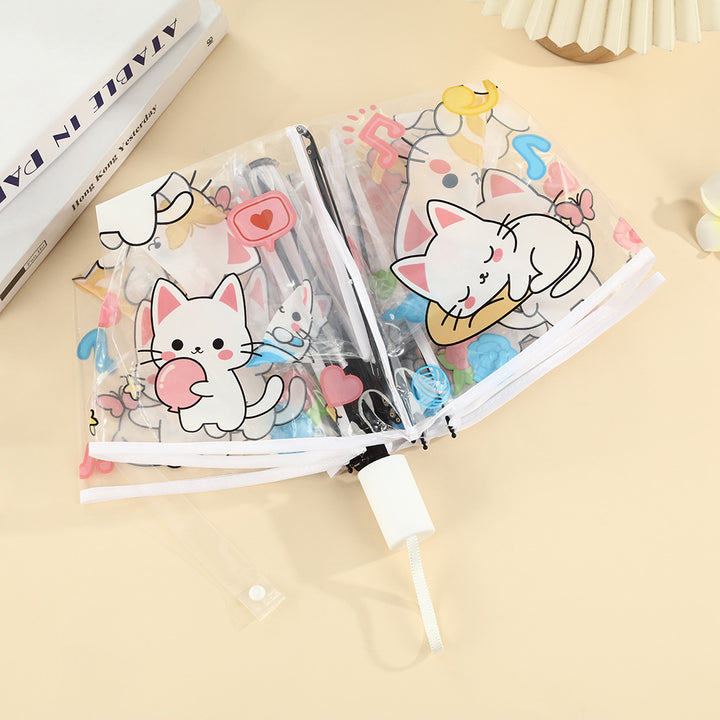 Women's transparent zipper pouch with cute cat designs Stornfield