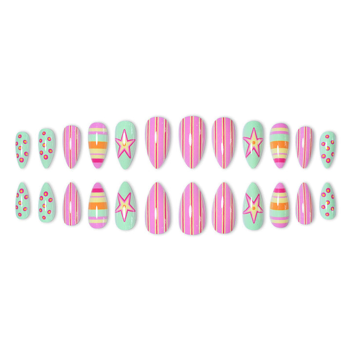 Themed Vibrant Press-On Nail Art Stornfield