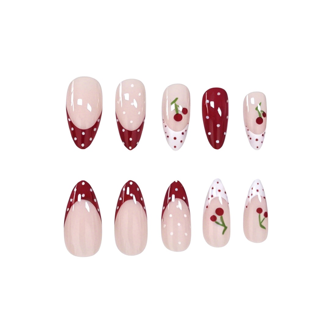 Cherry-Themed Acrylic Nail Art Enhancements Stornfield