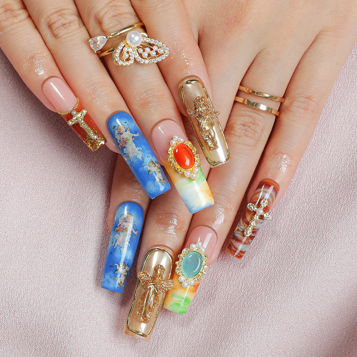 Creative nail art set with luxurious 3D decorations and elegant designs Stornfield