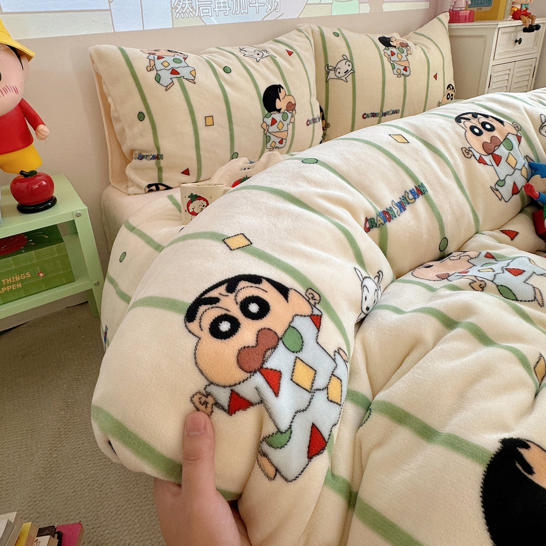 Ultra-Soft Cartoon Plush Duvet Comforter Bed Set