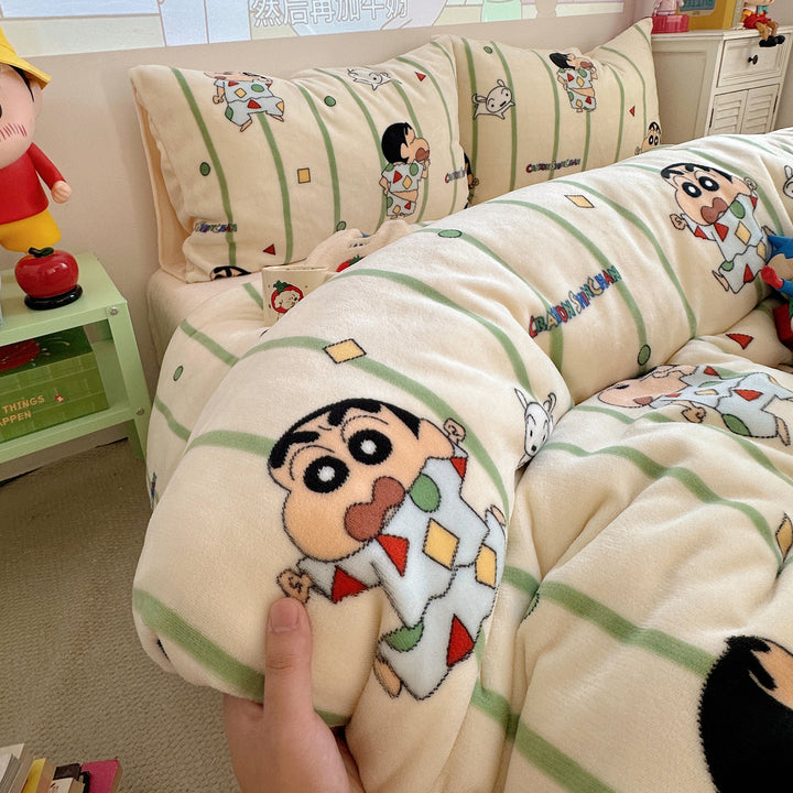 Ultra-Soft Cartoon Plush Duvet Comforter Bed Set