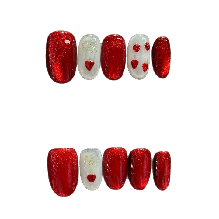Handmade Heart Design Press-On Nail Set