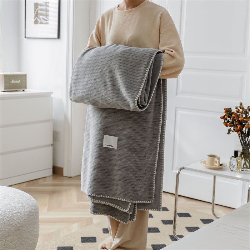 Luxury Waffle-Texture Plush Throw Blanket