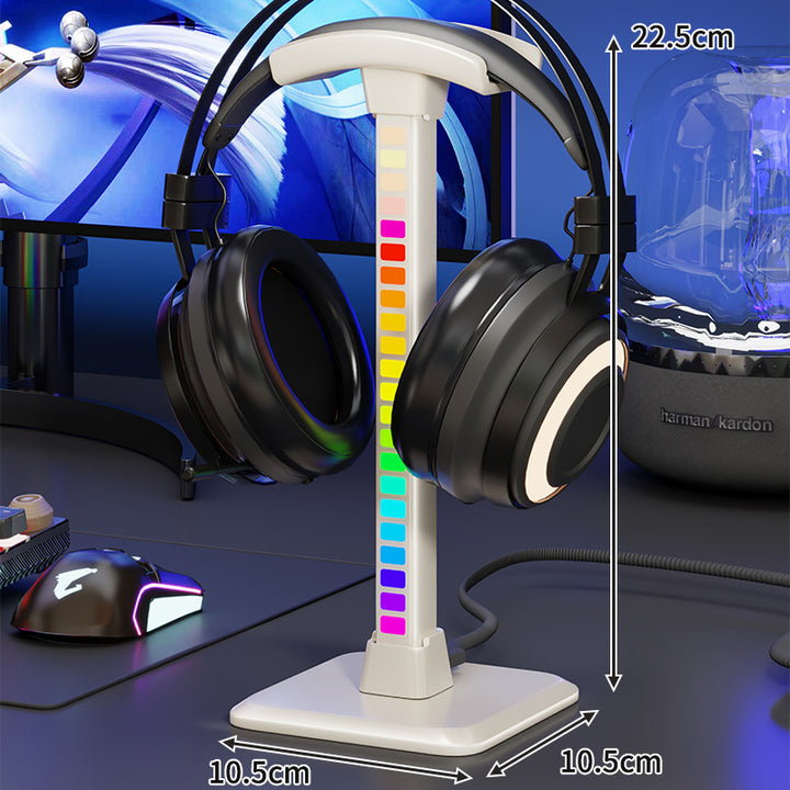 RGB LED Desktop Headphone Stand with Vertical Color-Changing Light and Padded Headrest