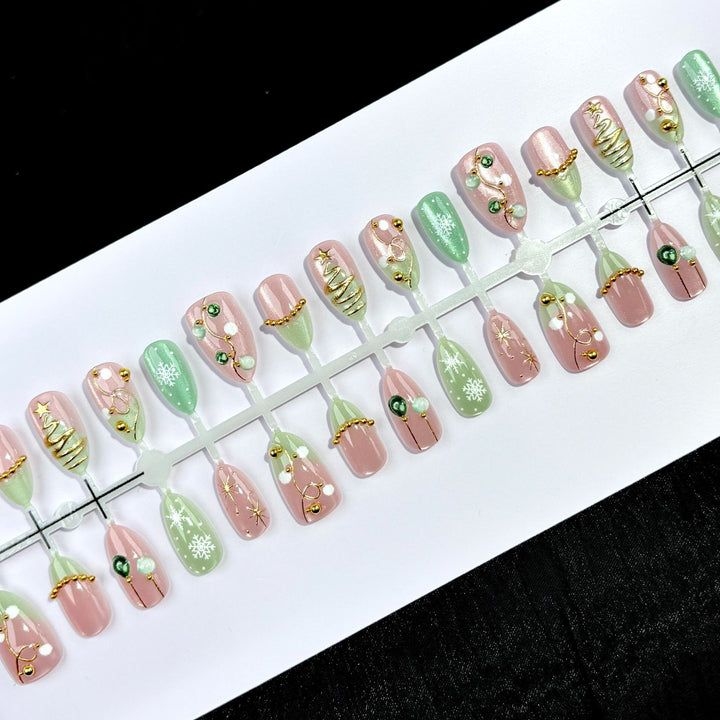 Decorative Press-On Nail Art Set with Holiday Design