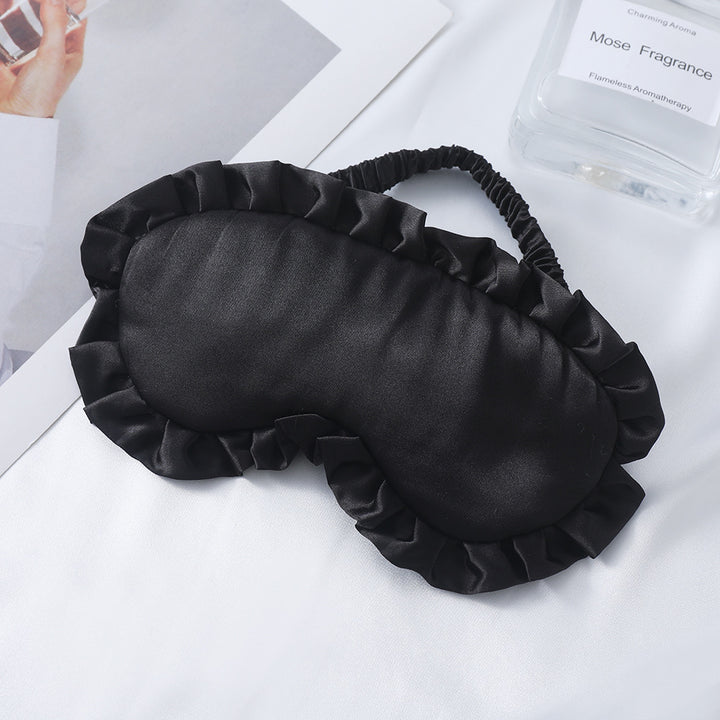 Women's nan satin-gloss eye mask with ergonomic contour, frilled ruffle edge, and gentle padding Stornfield