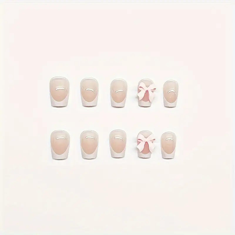 Charming Bow-Embellished Press-On Nail Art Stornfield