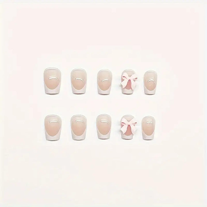 Charming Bow-Embellished Press-On Nail Art Stornfield